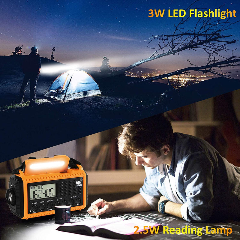 [AUSTRALIA] - Emergency Weather Radio with AM/FM/NOAA/SW,5000mAh Alert SOS Survival Portable Radio,5 Ways Powered Solar Hand Crank Radio with Cellphone Charger, Flashlight, Reading Lamp, Headphone Jack for Outdoor 