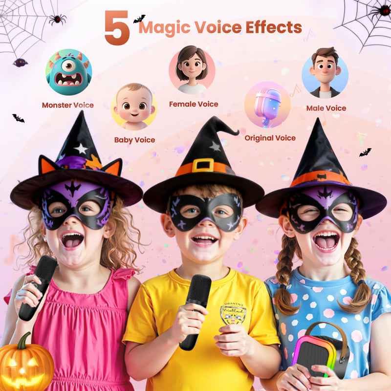Mini Karaoke Machine for Kids Adults, Portable Bluetooth Speaker with 2 Wireless Karaoke Microphones,2025 TOP Birthday Gifts Toys for Boys 3,4, 5, 6, 7, 8+Years Old Toddler Karaoke Player Black