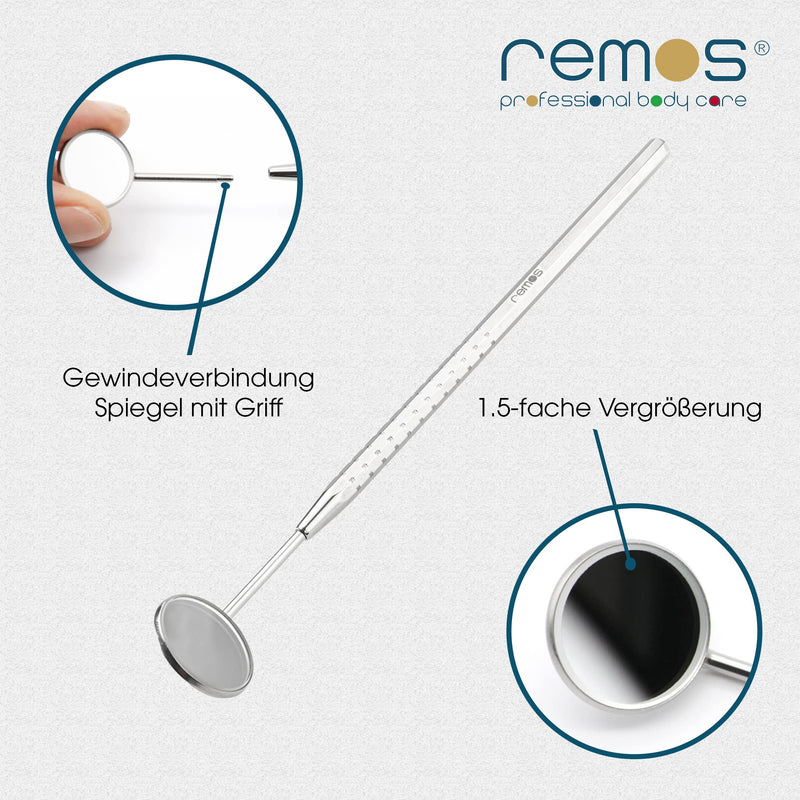 DE REMOS Mouth Mirror / Tooth Mirror with 1.5x Magnification Made of Stainless Steel Mit 1.5-fach Vergrößerung
