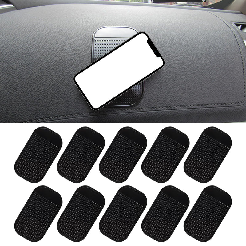 10Pcs Car Dashboard Non Slip Mat, Removable and Traceless Anti Slip Gel Pad with Strong Adhesive, Universal Car dashboard Accessories for Holding Cell Phone Sunglasses Coins Keys (5.1 * 2.7)