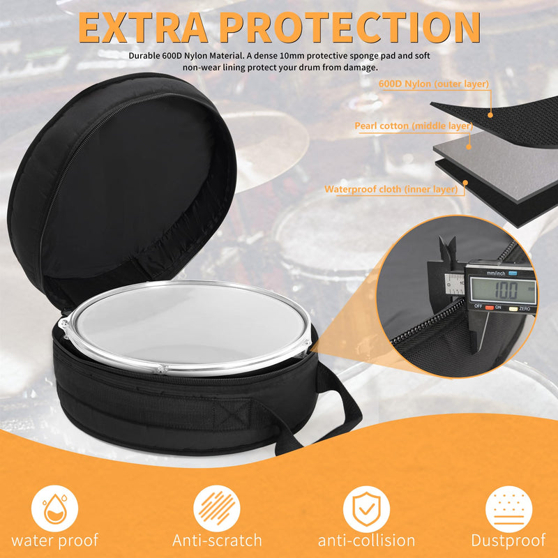 Drum Bag For Snare 14"x5.5"/14"x6.5", 10mm Thick Padded Travel Drum Case 14"x5.5"/14"x6.5" Snare Drum