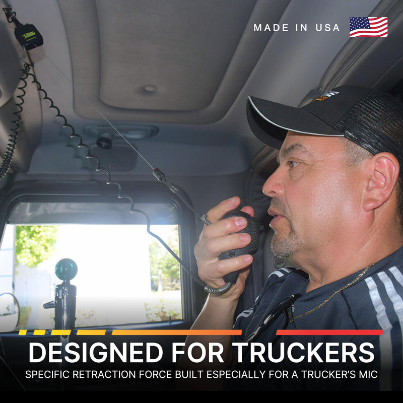 Gear Keeper CB Radio Microphone Keeper - Retractable Mic Holder With Heavy Duty Snap Clip Mount for Truck Radio - CB Radio Accessories With Lanyard & Mounting - USA Made (Stars & Stripes) Stars & Stripes Standard