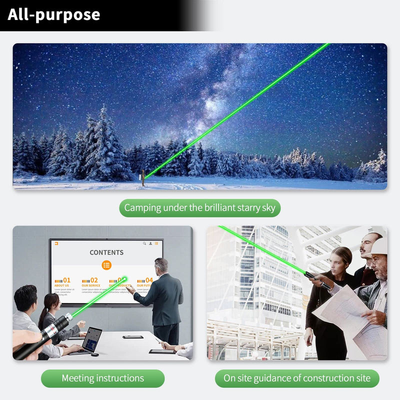 Green Laser Pointer High Power, Long Range High Power Laser Pointer, Rechargeable Pointer, Strong Lazer Pointer for Teaching Outdoor USB Rechargeable Laser Pointer Pen