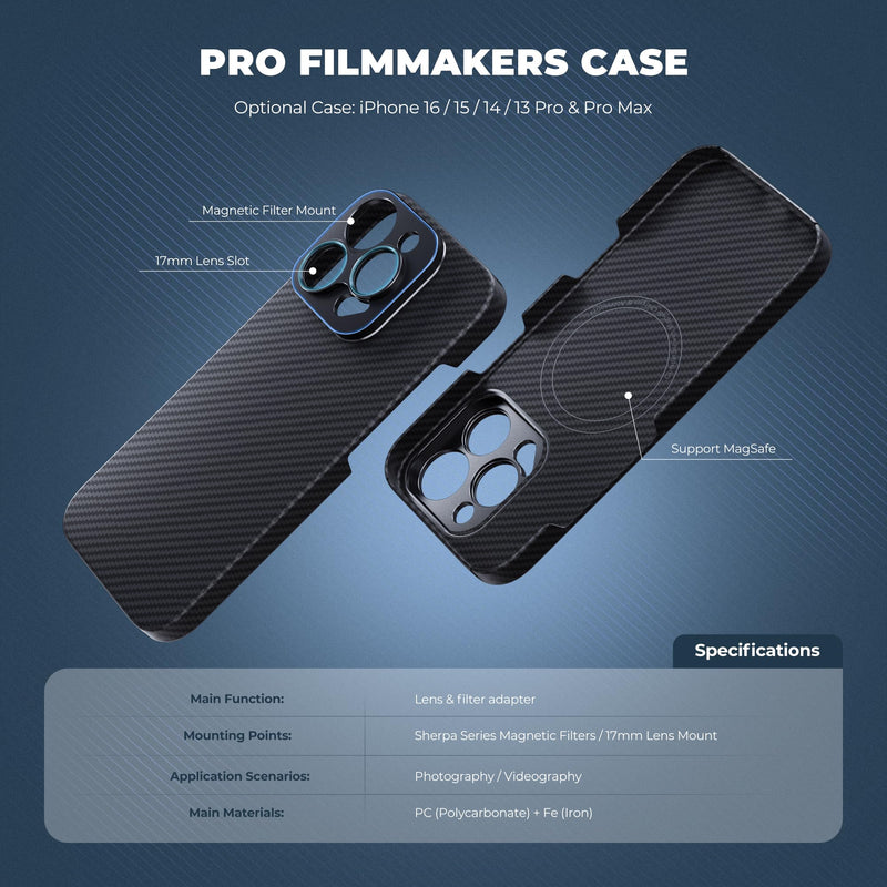 FREEWELL Pro Filmmaker Case for iPhone 16 Pro - Magnetic Filters & 17mm Lens Mount Black