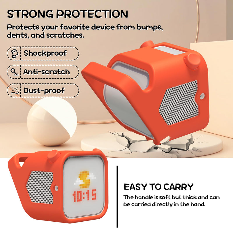 Silicone Case for Yoto Player (3rd Gen.), Silicone Protective Sleeve Case Compatible with Yoto Player, Anti-Slip, Bumps and Wear and TearSilicone Skin Cover with Easy-to-Carry Handle - Orange
