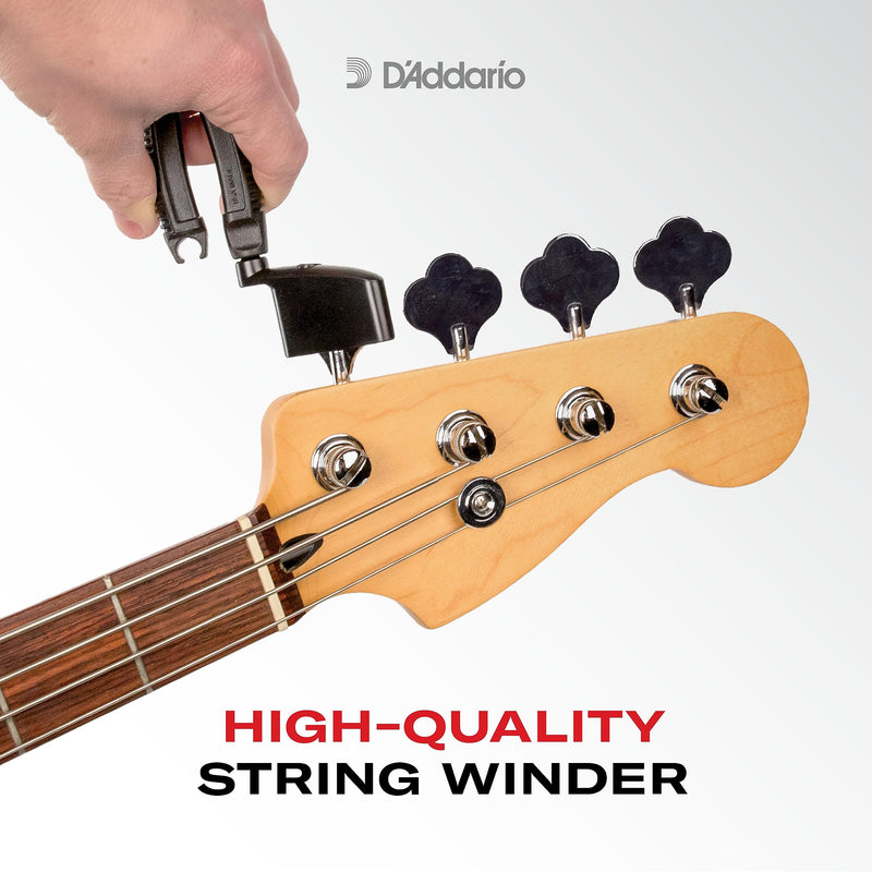 [AUSTRALIA] - D'Addario Accessories Bass Pro-Winder - Bass Guitar String Winder, Bass String Cutter, Bass Guitar Bridge Pin Puller - Ultimate Ergonomic All in One Bass Tool for Restringing - Black Bass ProWinder 