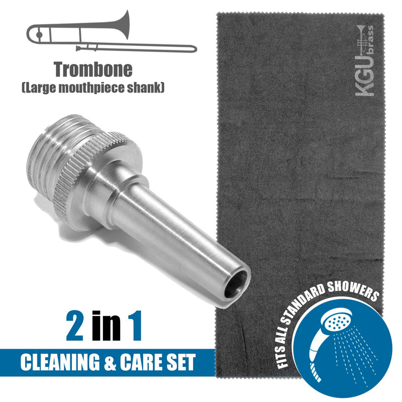Cleaning kit 2 in 1 for trombones, euphoniums, bass-trombones, marching baritone horns, with large shank mouthpiece, safe and easy to use. Trombone (large mouthpiece shank)