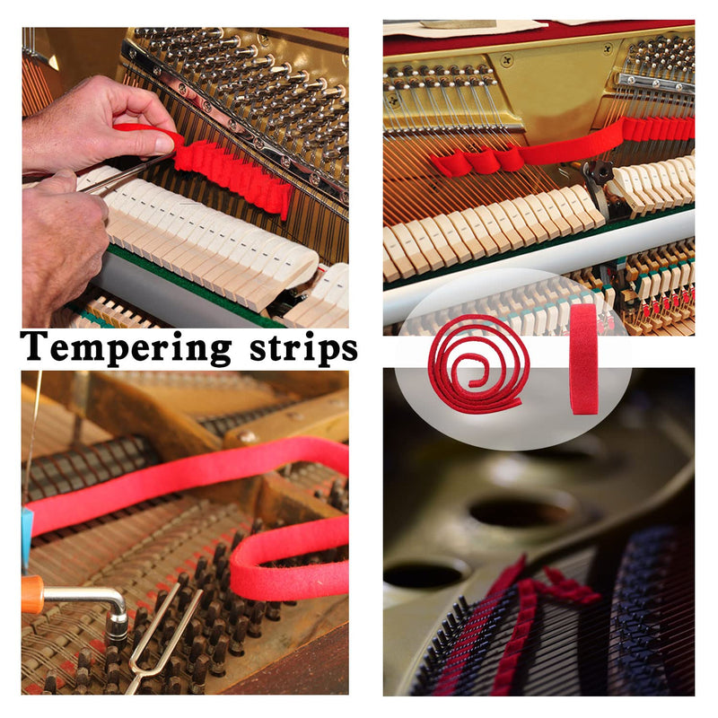 Ecloud Shop Piano Tuning Kit Piano Tunning Wrench Hammer Tools Accessories Set Rubber Mute Felt Temperament Strip for Beginners and Professionals 6-piece adjustment set
