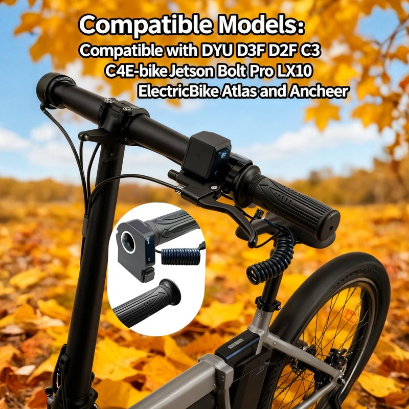[AUSTRALIA] - 36V Twist Throttle Grip Replacement for Jetson Electric e-Bike, Bolt pro Throttle replacementfor Scooter dyu D3F/D2F/C3/C4 Ebike, with LCD Voltage Display and Cruise Controll Button 