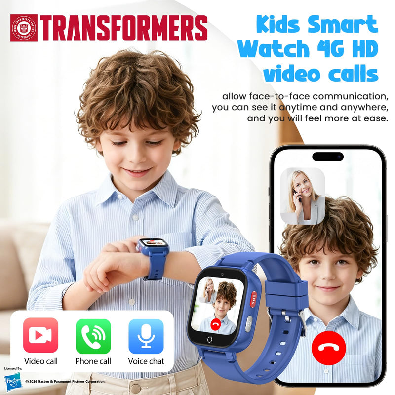 Smart Watch for Kids, 4G Kids Smartwatch with GPS Tracker Calling (Blue) | WIFI/Voice/Video Chat/SOS/SMS-receiving IP68 Waterproof Pedometer Camera Alarm Safe Zone Smartwatch Gift for Boys Girls 4-12 Blue