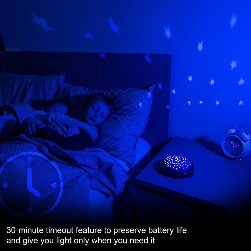 GE LED Moon and Star Night Light, Night Light for Kids, Tap Light, Battery Operated, Star Projector, Projector Light, Ideal for Kids Bedrooms, Playroom, Nursery, 17457 Star Tap Light
