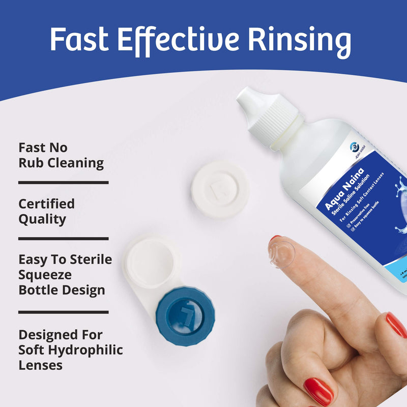 Aqua Naina (4X 4Fl. Oz) - Preservative Free Sterile Saline Solution - Unisol 4 Replacement - Contact Solution for Cleaning, Rinsing and Disinfecting Soft Contact Lenses. (4 Fl Oz (Pack of 4)) 4 Fl Oz (Pack of 4)