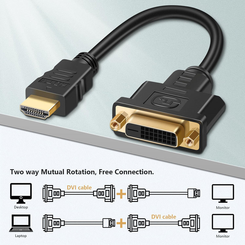 HDMI to DVI Adapter Cable 10 Pack Bi-Directional 1080P | Male to DVI-D(24+1), Plug and play, Stable signal/HD Video, HDTV/PC/Xbox compatibility