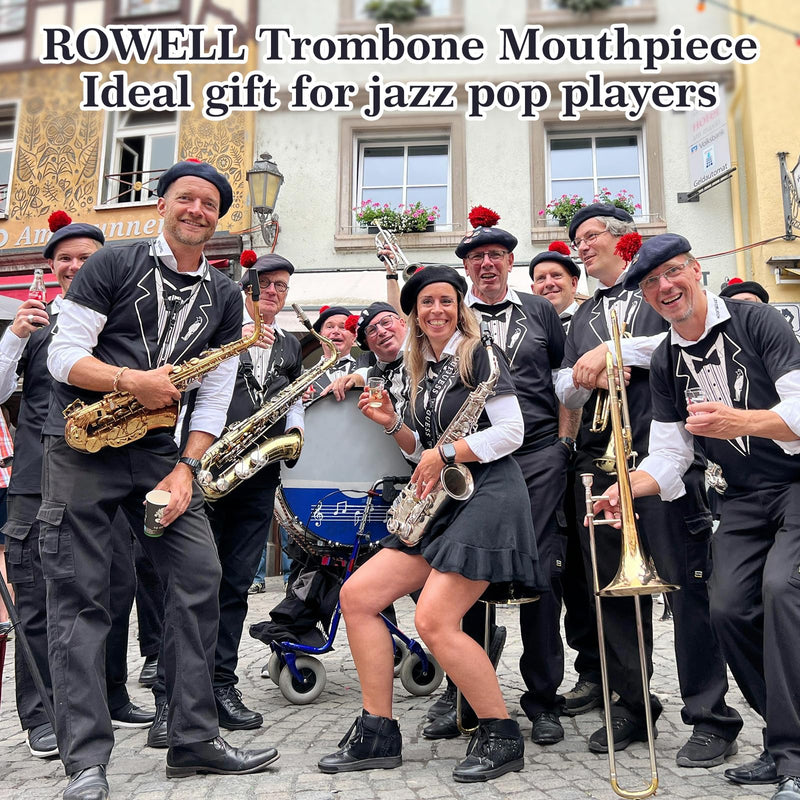 ROWELL 51D Silver Trombone Mouthpiece - Brass, Compatible with Beginners and Professionals, Modern Style, B Flat Instrument