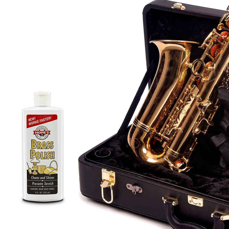HOPE'S Brass Polish and Cleaner, Prevents Tarnish, Safe for Brass, Copper, Chrome, and Sterling Silver, Metal Polish for Cymbals, Trombone, Trumpet, and Other Instruments, 8 oz, Pack of 2 8 Fl Oz (Pack of 2)