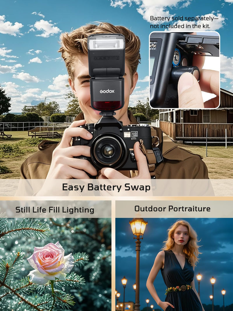 Godox TT520III Camera Flash with 433MHz Wireless Triggering - 33 GN, 16 Channels, Adjustable Flash Head, Multiple Modes & Accessories - Compatible with Canon, Nikon, Sony, Fujifilm, Olympus and More Godox TT520III