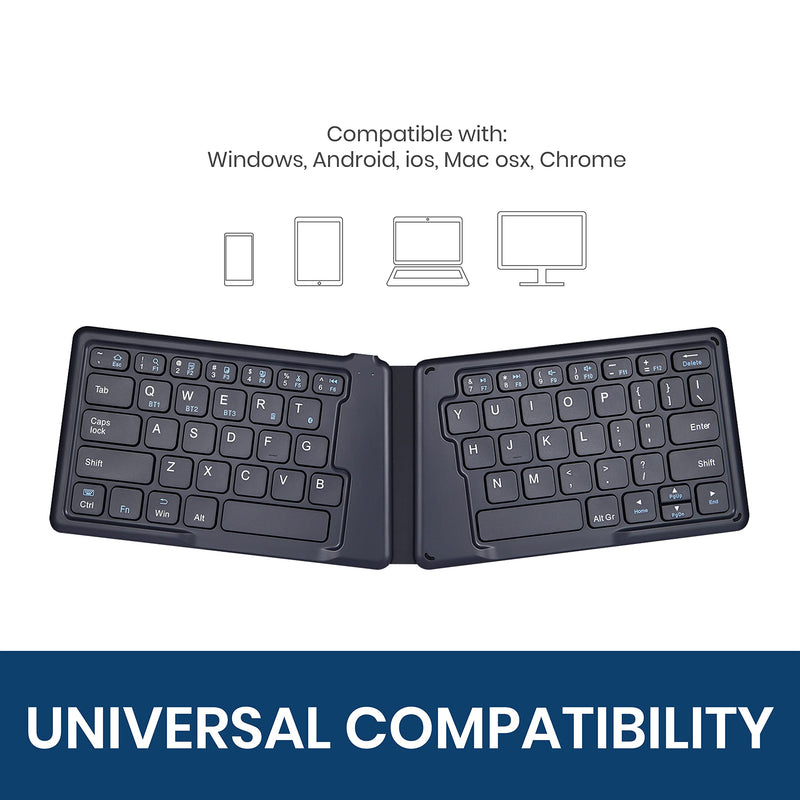 Perixx PERIBOARD-805E US, Wireless Foldable Ergonomic Bluetooth Keyboard, Ultra-Thin X Type Keys, Compatible with iOS, Android, or Windows Smartphone, Tablet, or Laptops, US English