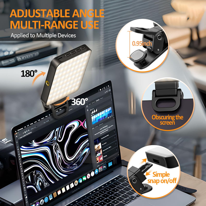 Magnetic Selfie Light, 128 LED Phone Light Compatible with iPhone, iPad, Laptop, Camera, 3 Lighting Adjustment Modes, Phone Selfie Light for Photography/TikTok/Zoom Calls/Video Conference
