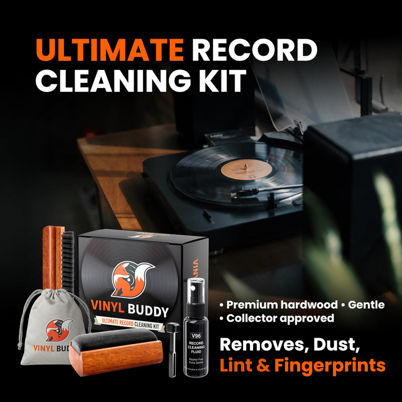 [AUSTRALIA] - Vinyl Buddy Ultimate 5-Piece Vinyl Record Cleaning Kit | Includes: Record Cleaner – Velvet, Microfiber & Stylus Brush | Made from Premium Hardwood – Clean, Protect & Restore Your LPs 