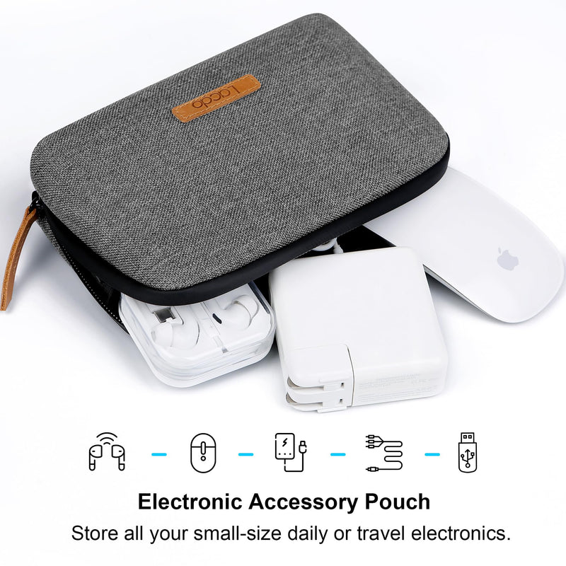 Lacdo Electronic Organizer Travel Cable Organizer Bag Pouch Case Tech Electronic Accessories Case Portable Charger Case for Cable, Cords, MacBook Laptop Charger, Mouse, Power Adapter, Power Bank, Gray