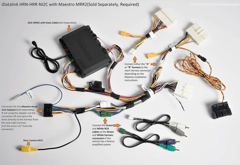Idatalink Maestro HRN-HRR-NI2 Plug and Play Harness for Compatible Nissan Vehicles 2018+ (ADS-MRR or ADS-MRR2 Module Required)