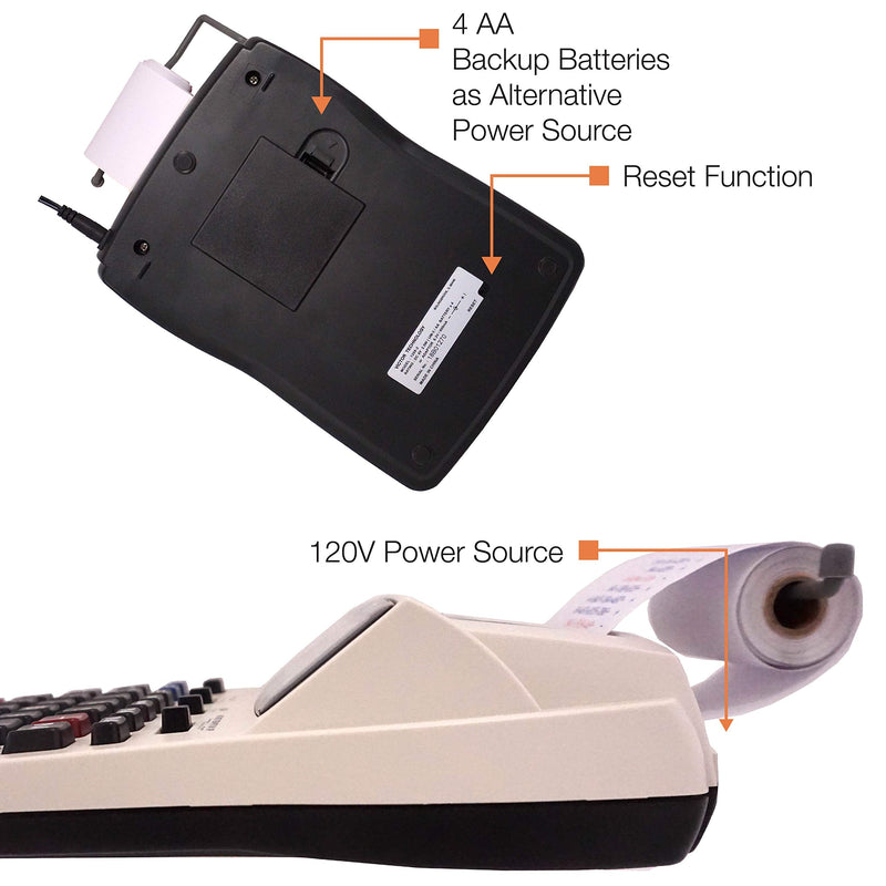 [AUSTRALIA] - Victor Printing Calculator, 1208-2 Compact and Reliable Adding Machine with 12 Digit LCD Display, Battery or AC Powered, Includes Adapter,White 1.5" x 6" x 7.5" 