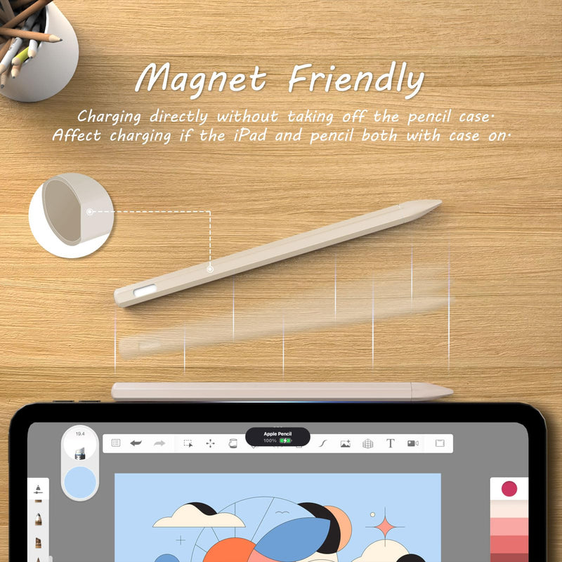 KELIFANG Silicone Case Sleeve Cover Compatible with Apple Pencil 2nd Generation, Protective Skin Holder Grip and Tip Cap Accessories for iPad Pro 11/12.9 inch, Starlight