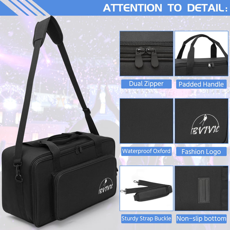 4 Par Spotlight Bag 5/16'' Padded Stage Lighting Storage Bag with Dividers, Handle, Straps, Black 4 Par Lights Bag