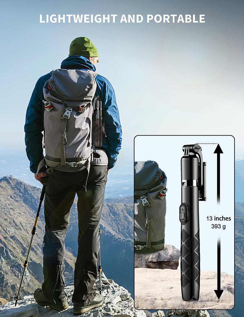71" Phone Tripod & Selfie Stick, All in One Extendable Cell Phone Tripod with Wireless Remote, Tripod Stand for iPhone & Travel Tripod 360° Rotation Compatible with iPhone Android Phone, Camera Black
