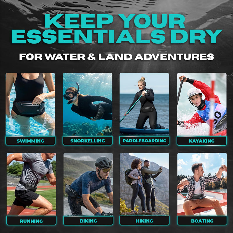 DRENCH Waterproof Fanny Pack with Floating Phone Pouch, IPX8 Submersible Waist Pack Dry Bag for Swimming, Snorkeling, Kayaking & SUP, Waterproof Belt Bag for Beach, Travel & Water Sports