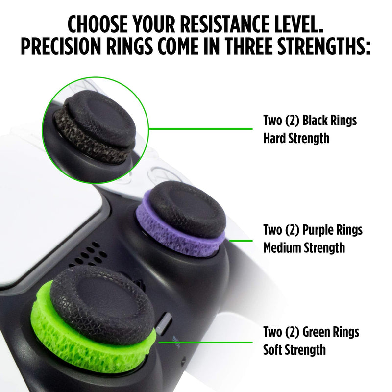KontrolFreek Precision Rings | Aim Assist Motion Control for Playstation 4 (PS4), PS5, Xbox One, XBX, Switch Pro & Scuf Controller (Black/Purple/Green) Black/Purple/Green
