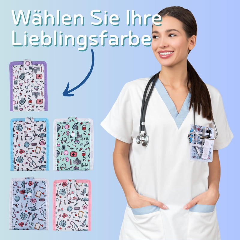 Ph Pro Heat Nurse Bag for Work with Magnet - Care Bag - Kankenhaus Accessories - Nurse Bag with Multifunctional Compartments - Nursing Organiser Blue and White