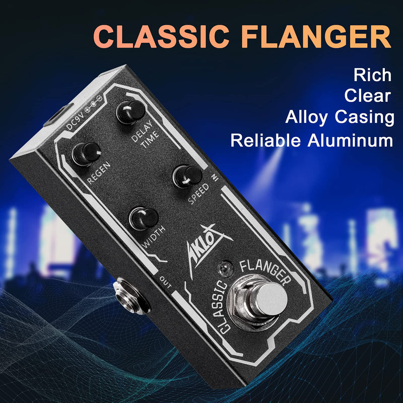 Classic Flanger Guitar Pedal, AKLOT Electric Effects Pedals Mini Single Type DC 9V True Bypass Classic Flanger