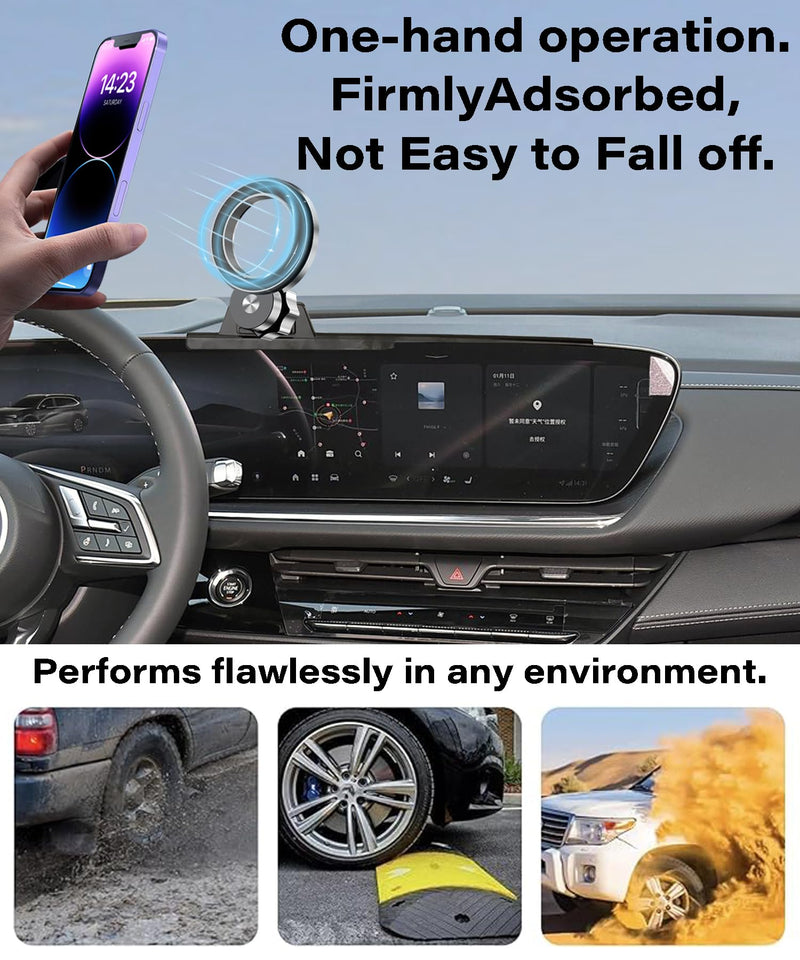 Car Phone Holder for Buick Envision 2024 2025 30" Screen Accessories | MagSafe Strong Magnetic Clip Cell Phone Mount, 360° Rotatable Hands-Free Holder, Not Block Air Vents