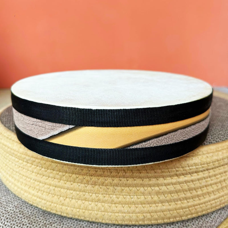Ocean Drum,10'' Handmade Wooden,Natural sheepskin，Musical Healing Instrument, Orff Percussion, Simulates the Sound of Ocean Waves,For Recreation,Yoga Meditation, Stress Relief and Relaxation