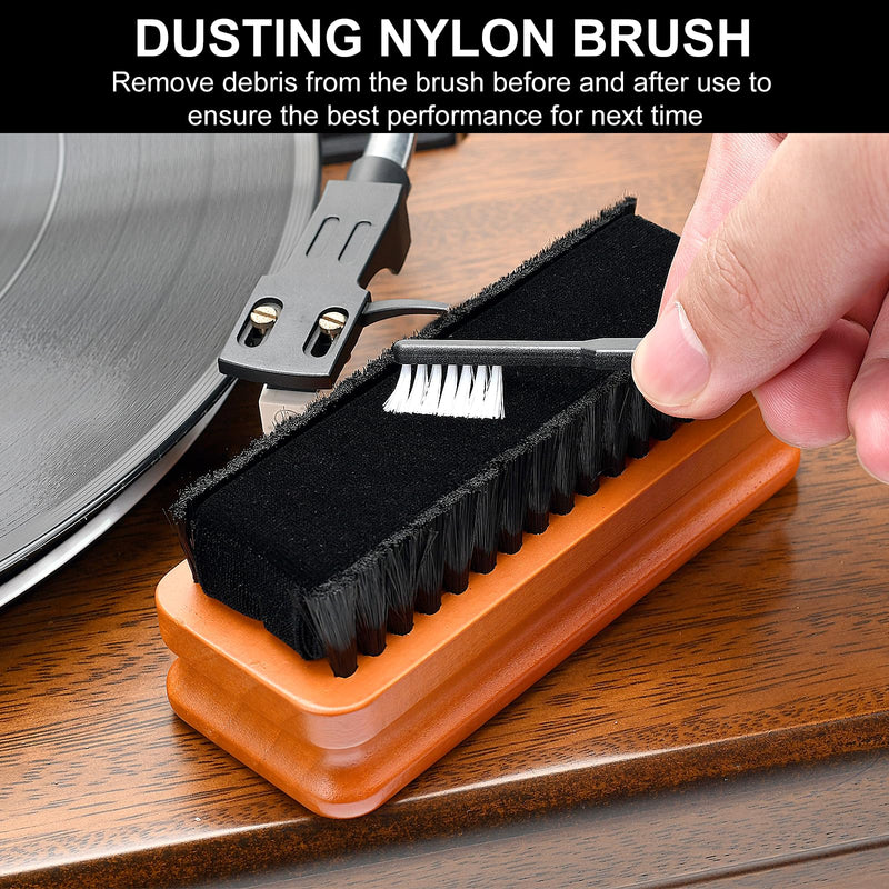 6-in-1 Vinyl Record Cleaning Kit | Vinyl Record Cleaner Kit – Includes 2in1 Velvet Microfiber Brush, Soft Antistatic Nano Fiber Brush, Cleaning Liquid, Duster & Stylus Brush, Storage Box, for Records 6PCS