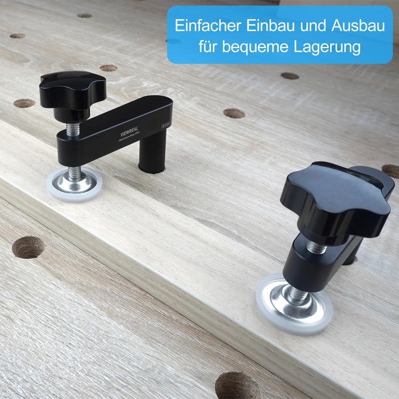 Pack of 2 Extended Hold-Down Brackets 20 mm Bench Hooks for Woodworking Workbench, Hold-Down Workbench, Adjustable Aluminium Alloy 20mm Black