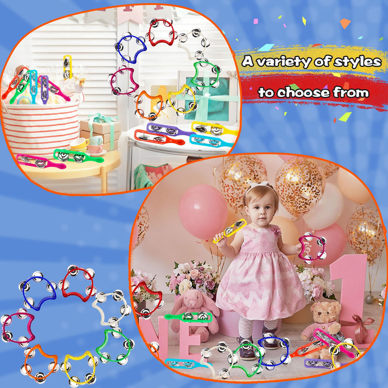 84 Pcs Shaker Musical Instruments for Kids 42 Plastic Handheld Tambourine Bells 42 Colorful Cymbals Percussion Noise Makers Rhythm Toy Set for Church Preschool Classroom