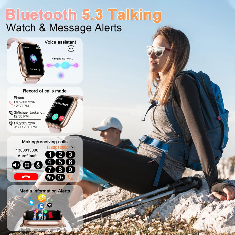 Smart Watches for Women Answer/Make Calls, 1.83" Fitness Tracker Watch with Heart Rate Monitor, 113+ Sport Modes, Pedometer, Sleep Monitor, IP68 Waterproof, Smartwatch for Android/iOS (Rose Gold) Rose Gold