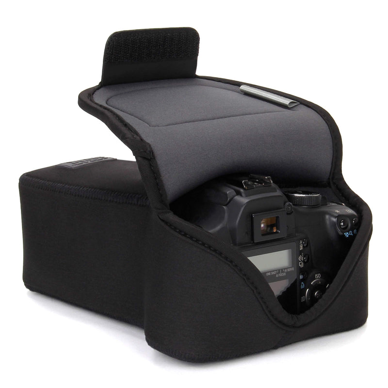USA Gear Zoom Camera Sleeve (Black) TrueSHOT Neck Strap (Black) – Bundle