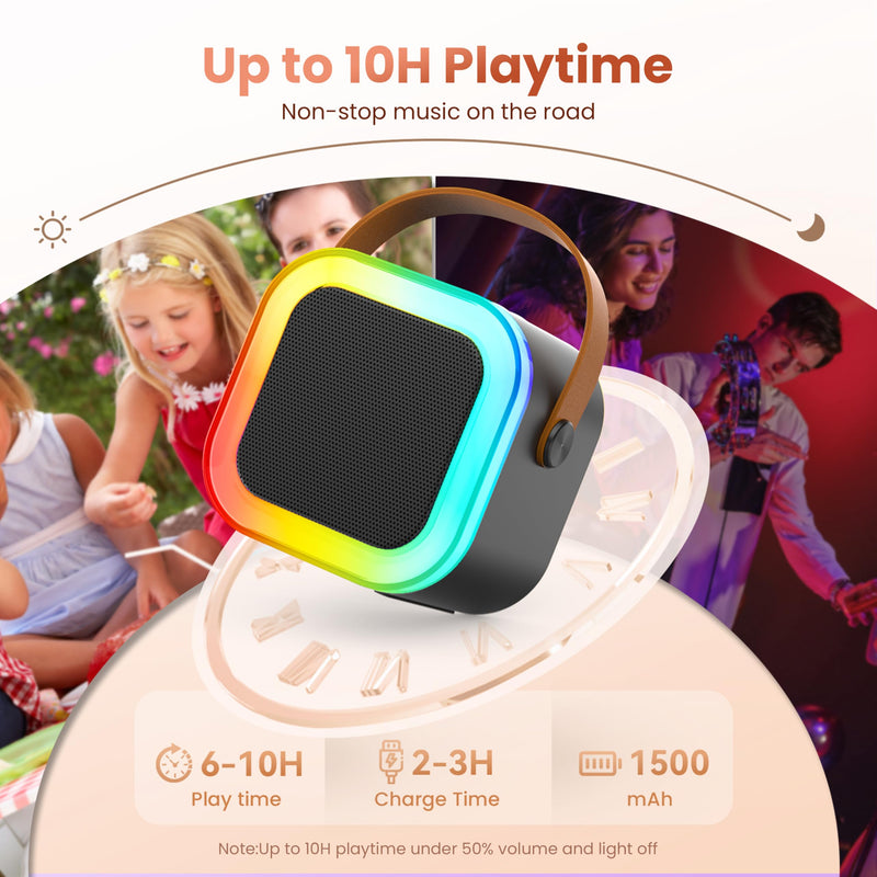 Mini Karaoke Machine for Kids Adults, Portable Bluetooth Speaker with 2 Wireless Karaoke Microphones,2025 TOP Birthday Gifts Toys for Boys 3,4, 5, 6, 7, 8+Years Old Toddler Karaoke Player Black