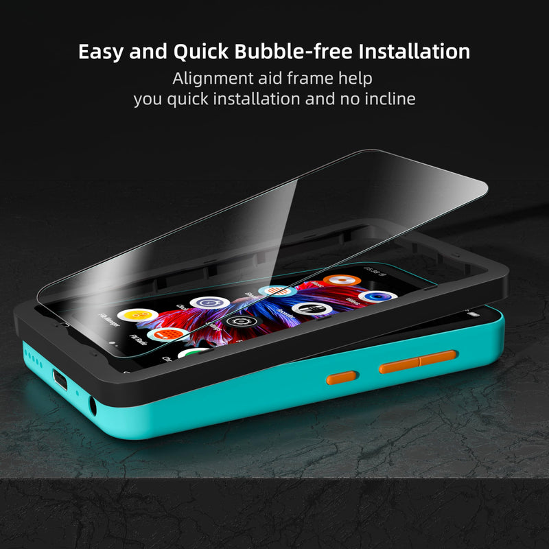 TIMMKOO 3 Pack Screen Protector Q3E and Q5 Mp3 Player, Anti-Scratch, HD Clear Tempered Glass Film with Easy Installation Frame