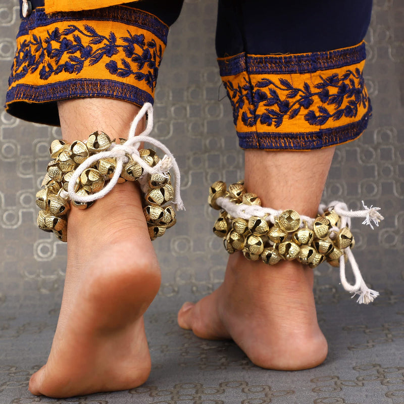 Indian Classical Kathak Ghungroo Pair 16 No. Big Bells Tied with Cotton Cord For Anklet Musical Instrument From India Dance Accessories (25-25) 25-25