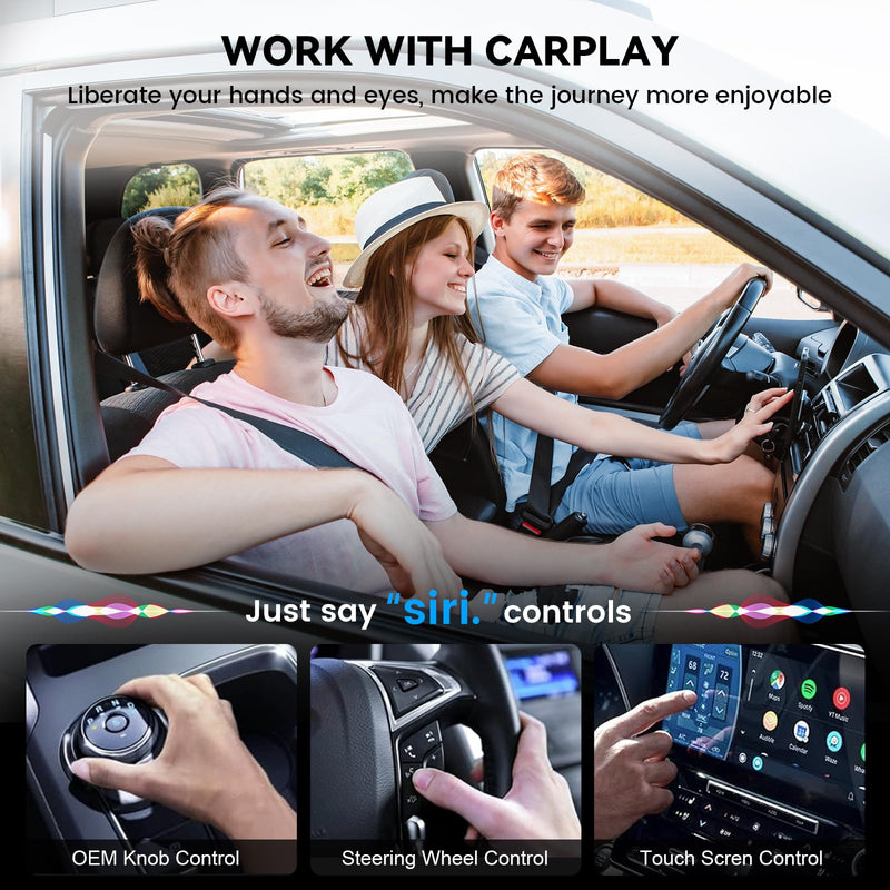 Wireless CarPlay Adapter, Converts Wired to Wireless Carplay Plug & Play Dongle Wireless Control for iPhone 8 or Above & OEM Wired CarPlay Cars