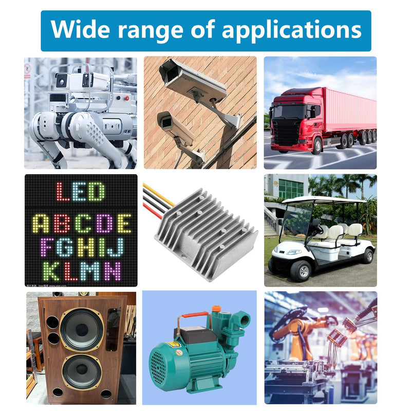 DC 20-72V Step Down to 12V 10A 120W DC Converter Suitable for Waterproof Voltage Reduction Devices on Golf Carts and Forklift Trucks (20-72V to 12V10A) 20-72V to 12V10A