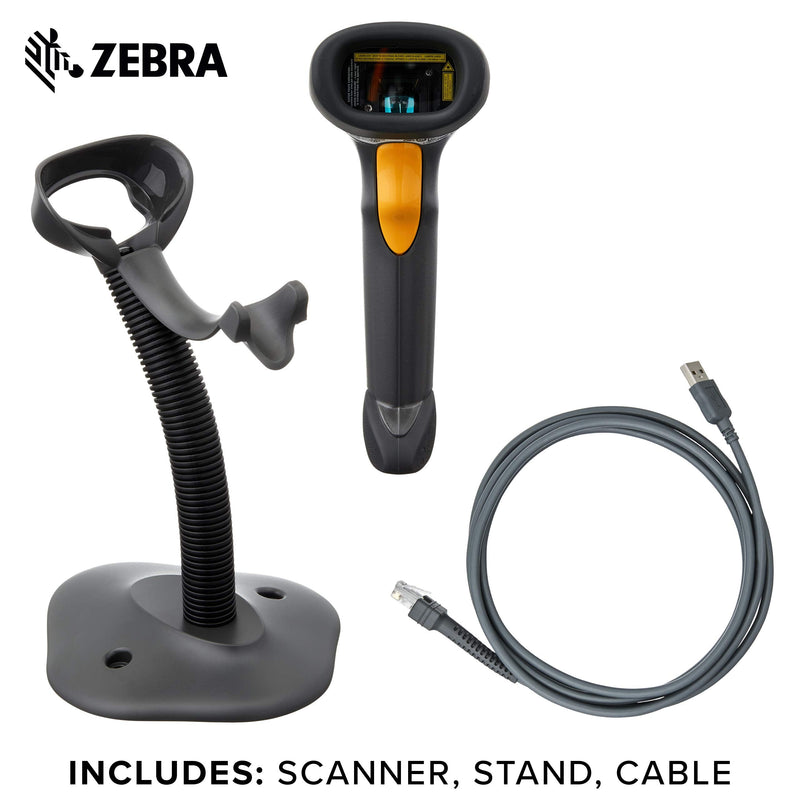 Symbol Zebra LS2208 Series Corded Handheld Standard Range Laser Scanner Kit with Gooseneck Stand and Cable Twilight Black LS2208-SR20007R-NA