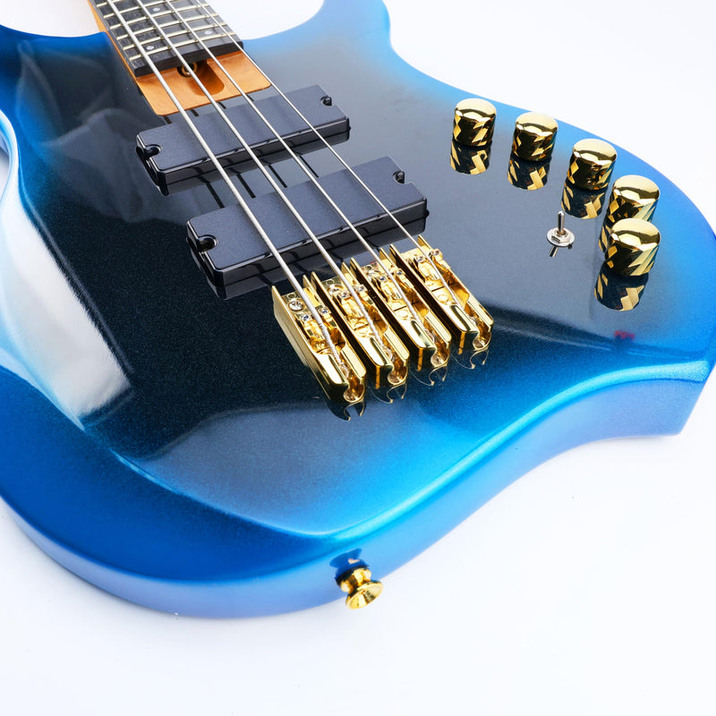 Bass Guitar Bridge with Zinc ALloy Saddle Base Individual Single String Fixed Bridge for 4 String Electric Bass Replacement Parts（Gold） 4PCS Gold