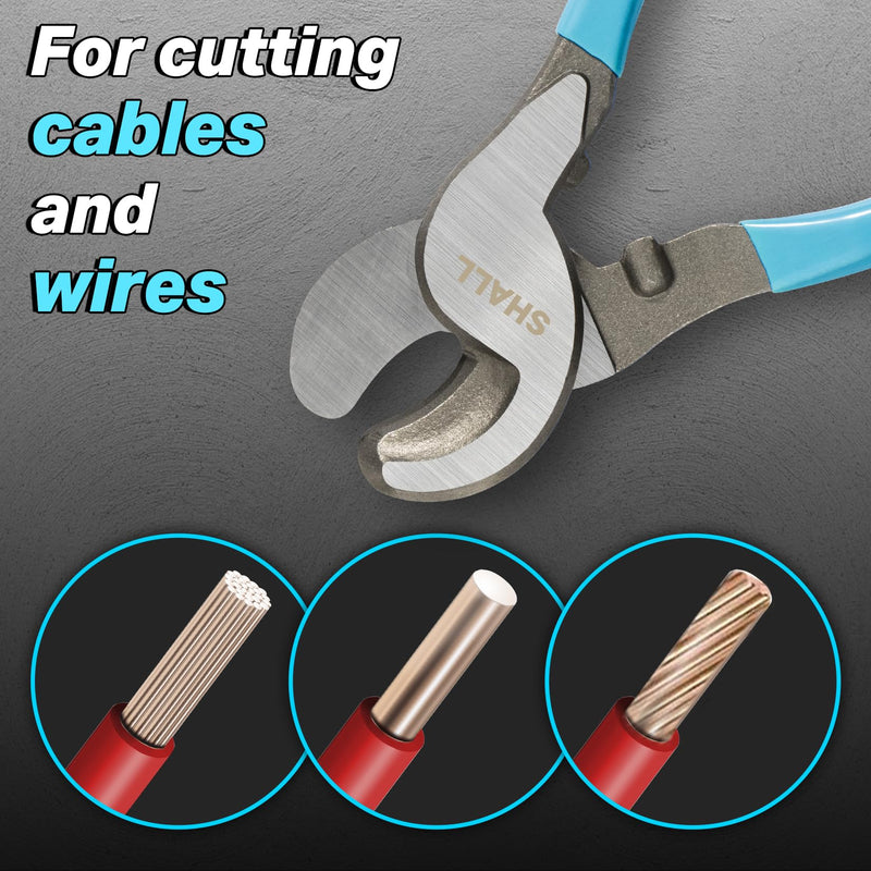 SHALL Cable Cutter 9.44"/240mm High Hardness Cable Cutting Tool with Non-Slip Grip Ideal for Clean Cutting and Stripping Copper Wires