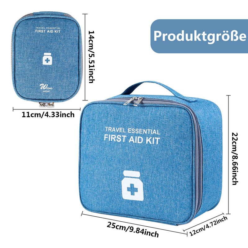 Seasboes Pack of 2 Medicine Bag, Large Capacity Emergency Bag, Medicine Bag, Empty First Aid Bag, Waterproof Medicine Storage Bag for Home, Travel, Office (Large + Small), sky blue, Casual