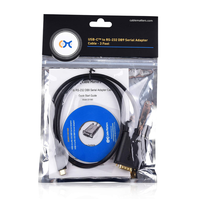 Cable Matters USB C to Serial Adapter Cable (USB-C to Serial, USB C to DB9, USB C to RS232) 3 ft - Thunderbolt 4 / USB4 / Thunderbolt 3 Port Compatible with Dell XPS 13, 15, Surface Pro and More